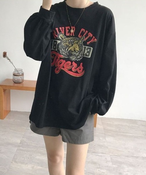 maison de LATIR(メゾンドラティール)の「タイガープリントオーバーサイズロンT(Tシャツ/カットソー・レディース・ブラック/ホワイト・L/M/XL)」の7枚目の写真