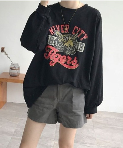 maison de LATIR(メゾンドラティール)の「タイガープリントオーバーサイズロンT(Tシャツ/カットソー・レディース・ブラック/ホワイト・L/M/XL)」の8枚目の写真