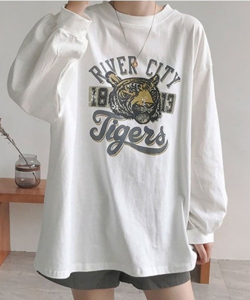 maison de LATIR(メゾンドラティール)の「タイガープリントオーバーサイズロンT(Tシャツ/カットソー・レディース・ブラック/ホワイト・L/M/XL)」の16枚目の写真