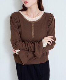 Kastane（カスタネ）の「【新色追加/5色展開】ヘンリーリブプルオーバー（Tシャツ/カットソー）」
