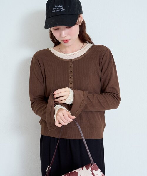 kastane ヘンリーネック Kastane（カスタネ） tシャツ 「新色追加/5色展開」ヘンリーリブプル