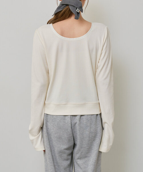 Kastane（カスタネ）の「【新色追加/5色展開】ヘンリーリブプルオーバー（Tシャツ/カットソー・レディース・ネイビー/サックスブルー/アイボリー/カーキ/グレー/ブラウン・FREE）」の17枚目の写真