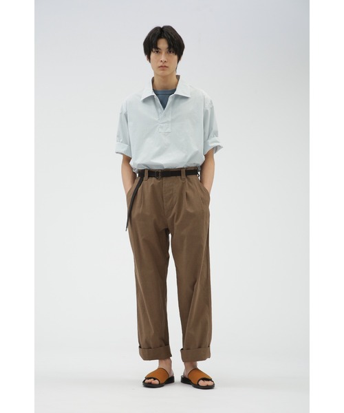 MHLパンツ MHL./JAPANESE DENSE COTTON PANTS WOMENS (DARK BROWN)