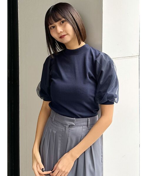 MURUA(ムルーア)の「ドッキングチュールトップス(Tシャツ/カットソー・レディース・ネイビー/ホワイト/ブラック・FREE)」の9枚目の写真