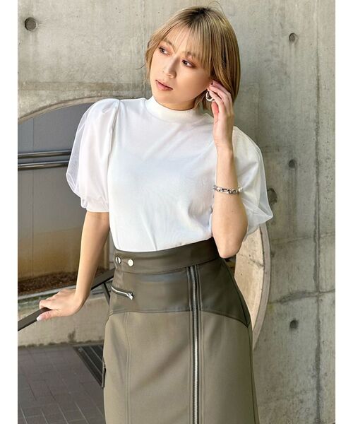 MURUA(ムルーア)の「ドッキングチュールトップス(Tシャツ/カットソー・レディース・ネイビー/ホワイト/ブラック・FREE)」の8枚目の写真