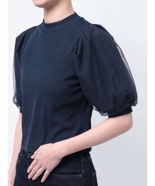 MURUA(ムルーア)の「ドッキングチュールトップス(Tシャツ/カットソー・レディース・ネイビー/ホワイト/ブラック・FREE)」の16枚目の写真