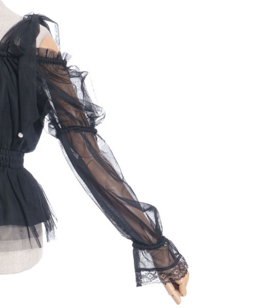 axes femme(アクシーズファム)の「パール付リボンチュールプルオーバー(Tシャツ/カットソー・レディース・ホワイト/ブラック/ラベンダー・FREE)」の7枚目の写真