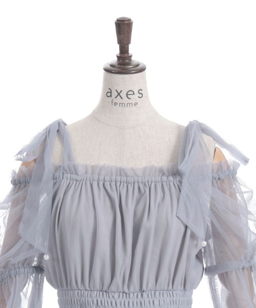 axes femme(アクシーズファム)の「パール付リボンチュールプルオーバー(Tシャツ/カットソー・レディース・ホワイト/ブラック/ラベンダー・FREE)」の11枚目の写真