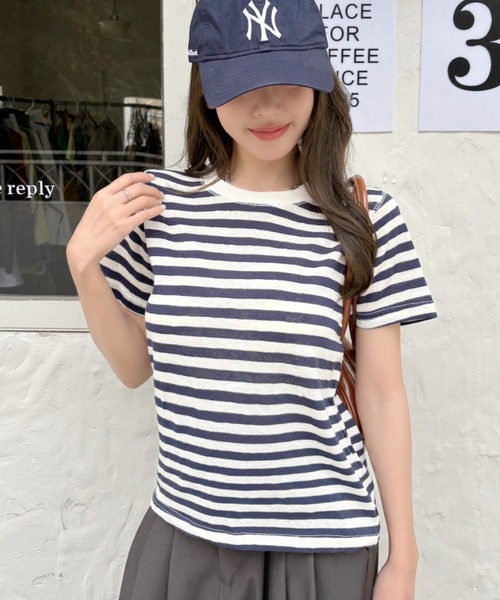Good Riddance(グッドリダンス)の「【Good Riddance】シアー ボーダー Tシャツ(Tシャツ/カットソー・レディース・グリーン/レッド/ネイビー・FREE)」の16枚目の写真