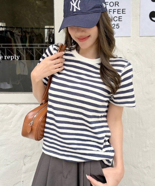 Good Riddance(グッドリダンス)の「【Good Riddance】シアー ボーダー Tシャツ(Tシャツ/カットソー・レディース・グリーン/レッド/ネイビー・FREE)」の5枚目の写真