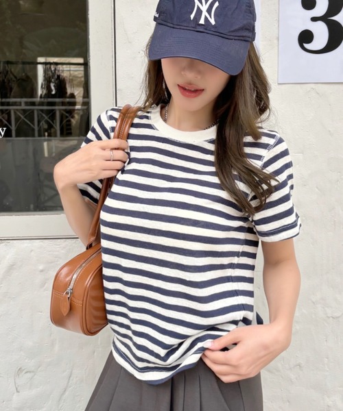 Good Riddance(グッドリダンス)の「【Good Riddance】シアー ボーダー Tシャツ(Tシャツ/カットソー・レディース・グリーン/レッド/ネイビー・FREE)」の15枚目の写真