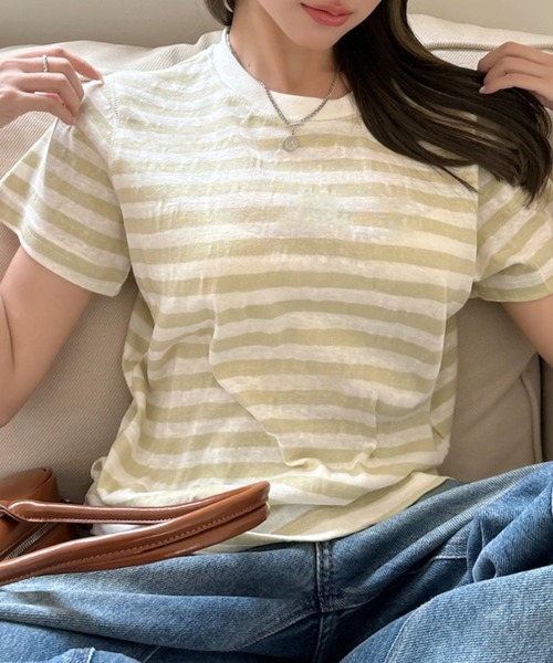Good Riddance(グッドリダンス)の「【Good Riddance】シアー ボーダー Tシャツ(Tシャツ/カットソー・レディース・グリーン/レッド/ネイビー・FREE)」の18枚目の写真