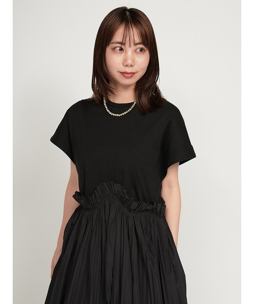 セール】【限定カラー】カットドッキングプリーツワンピース