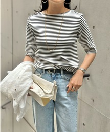 eM（エム）の「ライトダンボールボートネックハーフスリーブプルオーバー（Tシャツ/カットソー）」