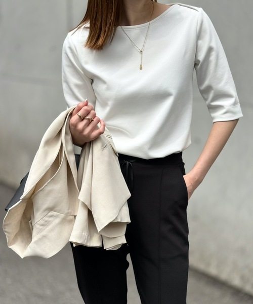 ライトダンボールボートネックハーフスリーブプルオーバー eM