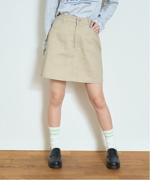 LOVETOXIC（ラブトキシック）の「【ベーシック】【GOODPRICE】デニム・ツイル台形スカパン（スカート・キッズ・ベージュ/ブラック/ブルー/ネイビー/オフホワイト・L:160cm/S:140cm/LL(170cm)/M:150cm/130cm）」の3枚目の写真