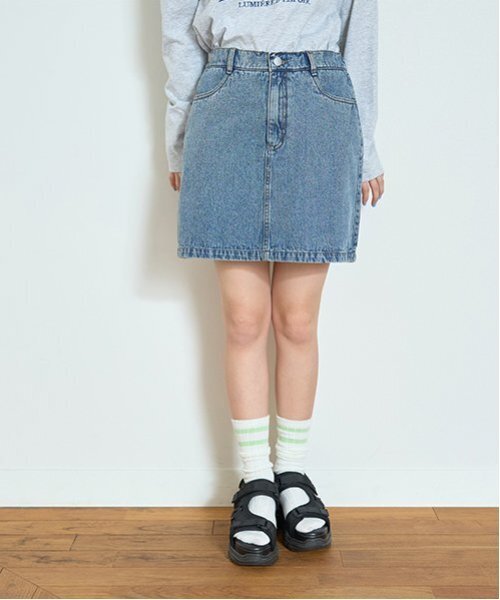 LOVETOXIC（ラブトキシック）の「【ベーシック】【GOODPRICE】デニム・ツイル台形スカパン（スカート・キッズ・ベージュ/ブラック/ブルー/ネイビー/オフホワイト・L:160cm/S:140cm/LL(170cm)/M:150cm/130cm）」の5枚目の写真