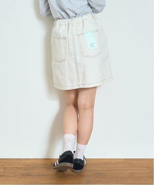 LOVETOXIC（ラブトキシック）の「【ベーシック】【GOODPRICE】デニム・ツイル台形スカパン（スカート・キッズ・ベージュ/ブラック/ブルー/ネイビー/オフホワイト・L:160cm/S:140cm/LL(170cm)/M:150cm/130cm）」の6枚目の写真