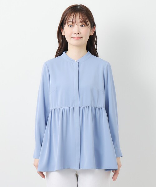 LAURA ASHLEY(ローラアシュレイ)の「【羽織りに使える/パール調ボタン 】ペプラムブラウス(シャツ/ブラウス・レディース・ネイビー/サックスブルー/オフホワイト・40/38)」の16枚目の写真