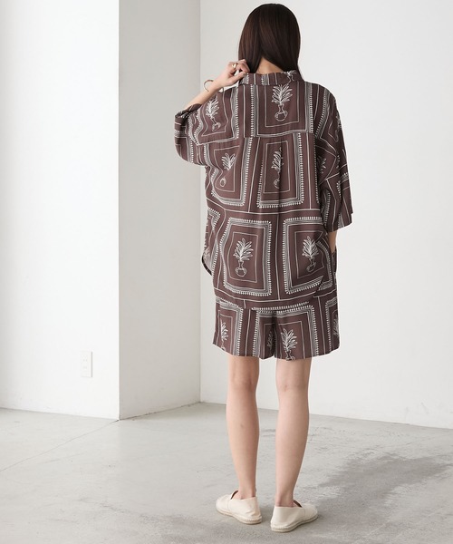 AMERIA ANDERSON】rayon pattern half pants set-up / パネル総