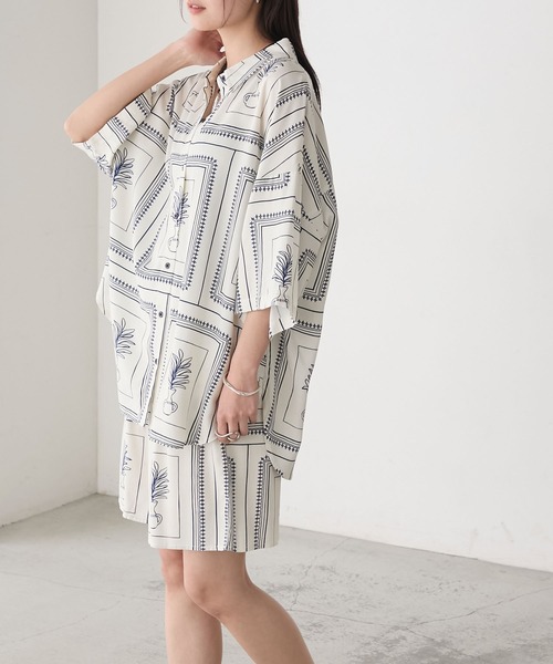 AMERIA ANDERSON】rayon pattern half pants set-up / パネル総