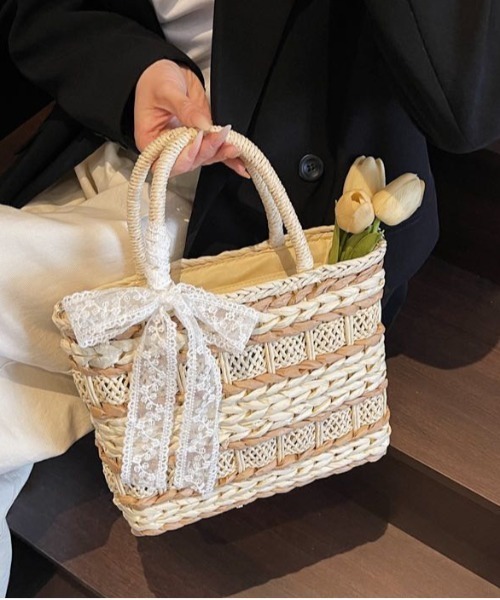 セール】レーステープ付カゴバッグ2WAYショルダー（ショルダー