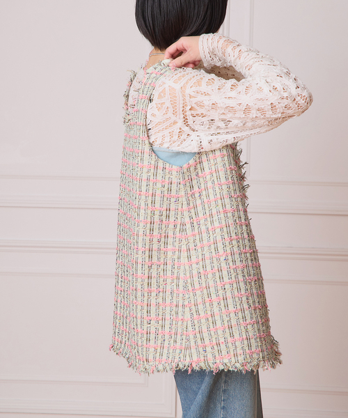 IENA LA BOUCLE（イエナラブークル）の「IENA LA BOUCLE LINTON TWEED 2WAYベスト（ベスト・レディース・ピンク系その他・FREE）」の4枚目の写真