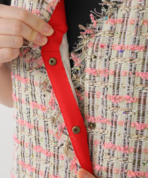 IENA LA BOUCLE（イエナラブークル）の「IENA LA BOUCLE LINTON TWEED 2WAYベスト（ベスト・レディース・ピンク系その他・FREE）」の16枚目の写真