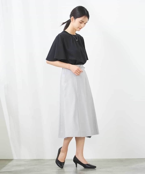 a.v.v（アーヴェヴェ）の「【洗える/イージーケア/UVカット/接触冷感/吸水速乾】サマーストレッチフレアスカート（スカート・レディース・ライトグレー/ネイビー/ベージュ・40/38/42/36/34）」の21枚目の写真