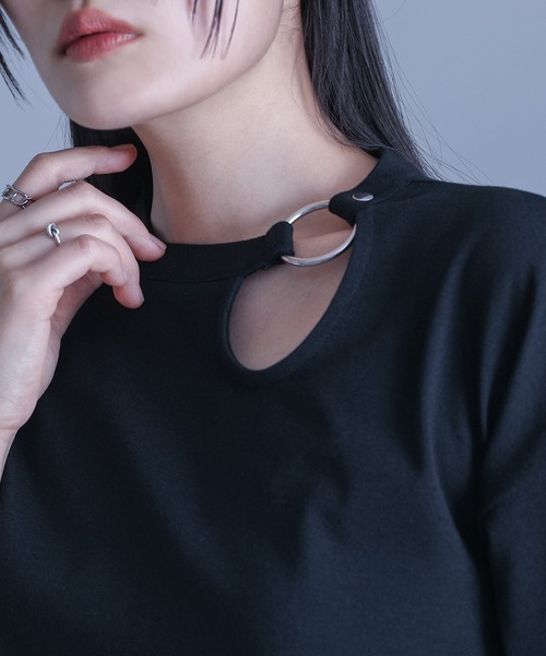 kOhAKU（コハク）の「【機能素材】『ラウンドカッティングカットソー』（Tシャツ/カットソー・レディース・カーキ/ブラック・1/2）」の15枚目の写真