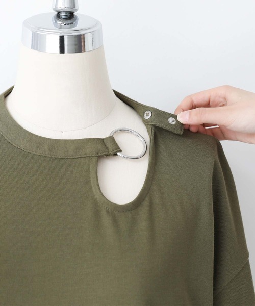 kOhAKU（コハク）の「【機能素材】『ラウンドカッティングカットソー』（Tシャツ/カットソー・レディース・カーキ/ブラック・1/2）」の22枚目の写真