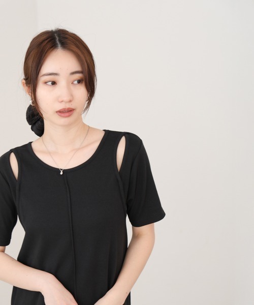 Bab(バブ)の「リブカットソーレイヤード風半袖ワンピース(ワンピース・レディース・ブラック/ブラウン/杢グレー/アイボリー・FREE)」の20枚目の写真