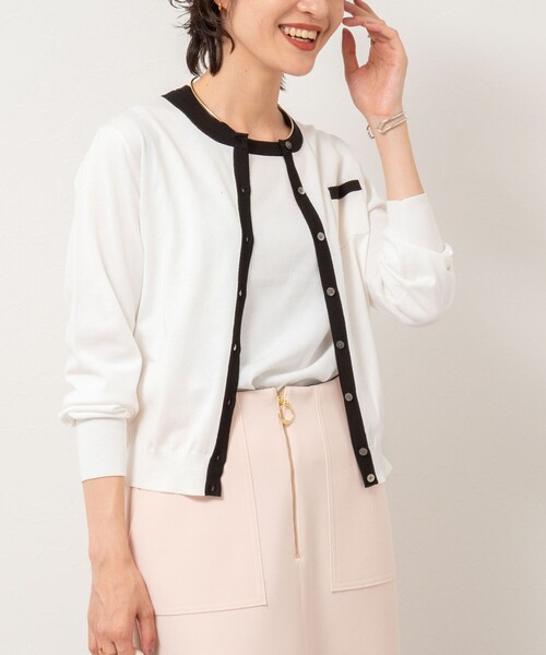 セール】《アンサンブル対応/手洗い可能》綿ポリポケ付きCクルーネック