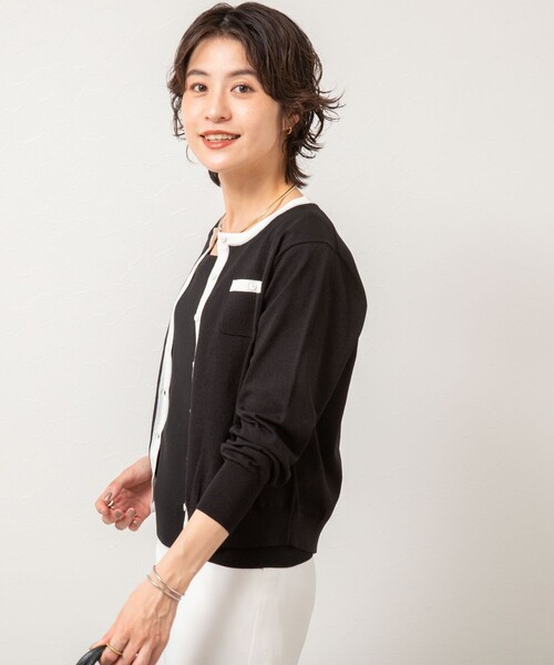 セール】《アンサンブル対応/手洗い可能》綿ポリポケ付きCクルーネック