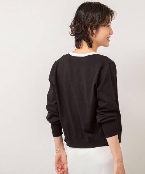 NOLLEY’S Sophi(ノーリーズソフィ)の「《アンサンブル対応/手洗い可能》綿ポリポケ付きCクルーネックカーディガン(カーディガン/ボレロ・レディース・ブラック/オレンジ/サックスブルー/ホワイト・36/38)」の17枚目の写真