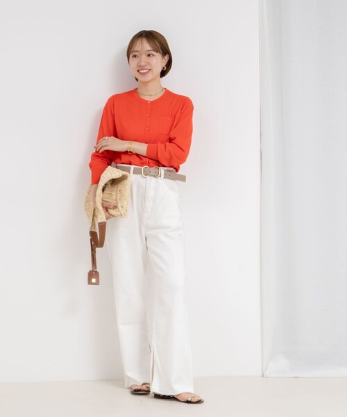 NOLLEY’S Sophi(ノーリーズソフィ)の「《アンサンブル対応/手洗い可能》綿ポリポケ付きCクルーネックカーディガン(カーディガン/ボレロ・レディース・ブラック/オレンジ/サックスブルー/ホワイト・36/38)」の18枚目の写真