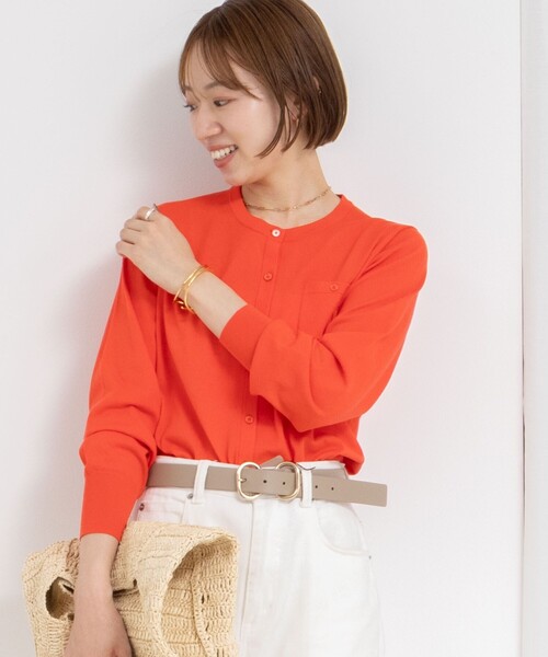 NOLLEY’S Sophi(ノーリーズソフィ)の「《アンサンブル対応/手洗い可能》綿ポリポケ付きCクルーネックカーディガン(カーディガン/ボレロ・レディース・ブラック/オレンジ/サックスブルー/ホワイト・36/38)」の19枚目の写真