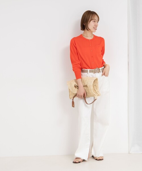 NOLLEY’S Sophi(ノーリーズソフィ)の「《アンサンブル対応/手洗い可能》綿ポリポケ付きCクルーネックカーディガン(カーディガン/ボレロ・レディース・ブラック/オレンジ/サックスブルー/ホワイト・36/38)」の20枚目の写真