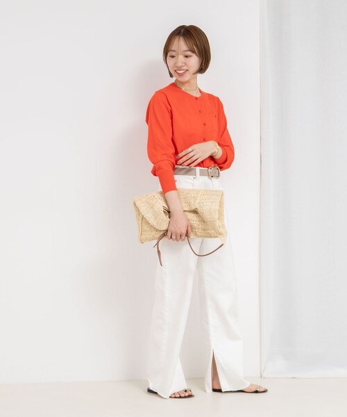 NOLLEY’S Sophi(ノーリーズソフィ)の「《アンサンブル対応/手洗い可能》綿ポリポケ付きCクルーネックカーディガン(カーディガン/ボレロ・レディース・ブラック/オレンジ/サックスブルー/ホワイト・36/38)」の21枚目の写真