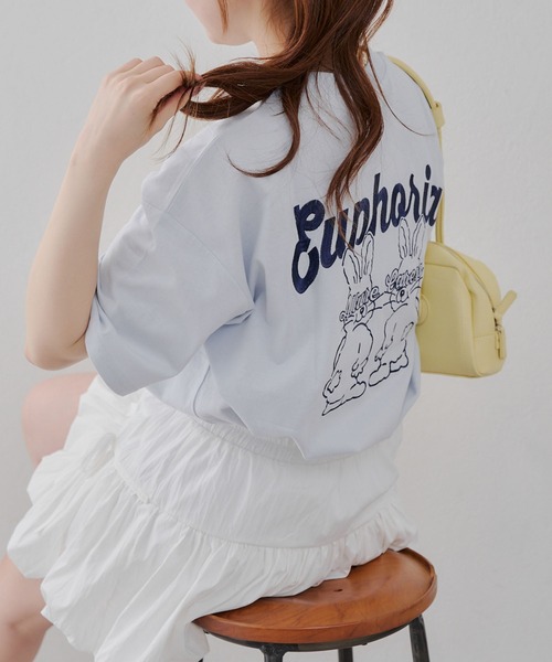 Another Branch olive des olive（アナザーブランチオリーブデオリーブ）の「プリプリうさぎBIGT（Tシャツ/カットソー・レディース・スミクロ/オートミール/オフホワイト/サックスブルー・FREE）」の16枚目の写真