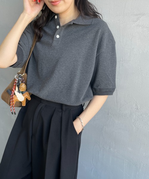 THE SHINZONE  シンゾーン WATERMARK POLO KNIT この夏はシアーを楽しみたい【THE SHINZONE】WATERMARK POLO