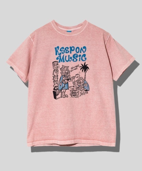 Good On（グッドオン）の「Good On/グッドオン　KEEP ON MUSIC S/S TEE（Tシャツ/カットソー・メンズ・ネイビー/コーラルピンク・LARGE/X-LARGE/MEDIUM）」の2枚目の写真
