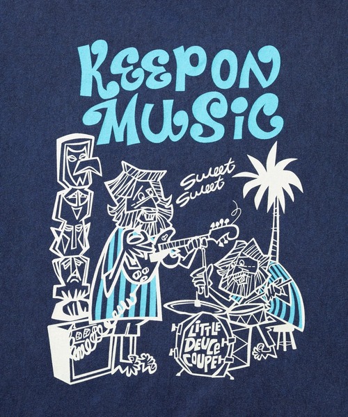 Good On（グッドオン）の「Good On/グッドオン　KEEP ON MUSIC S/S TEE（Tシャツ/カットソー・メンズ・ネイビー/コーラルピンク・LARGE/X-LARGE/MEDIUM）」の4枚目の写真