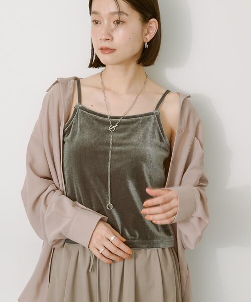 セール】カップ付き ベロアショートキャミソール（キャミソール