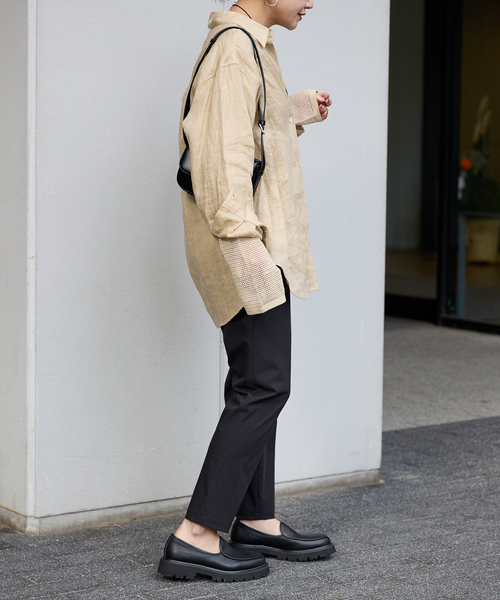 JOURNAL STANDARD（ジャーナルスタンダード）の「《追加3》【撥水/接触冷感/洗える/UV】リネンナイロンストレッチテーパードパンツ（その他パンツ・レディース・ベージュ系その他/ブラック/サックスブルー/ブラウン・36/38/40）」の10枚目の写真