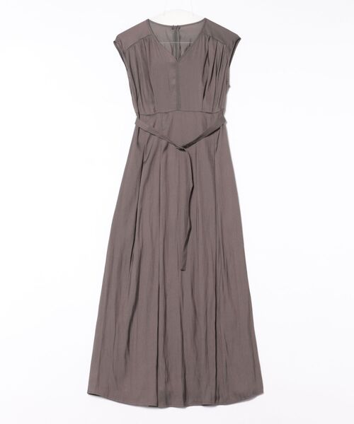 12Twelve Agenda（トゥエルブ　アジェンダ）の「割繊デシンVネックロングワンピース（ワンピース・レディース・サックスブルー/オレンジ/チャコールグレー・M）」の2枚目の写真