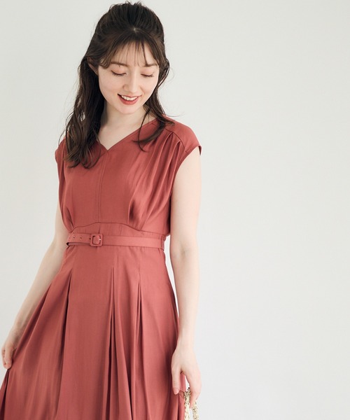 12Twelve Agenda（トゥエルブ　アジェンダ）の「割繊デシンVネックロングワンピース（ワンピース・レディース・サックスブルー/オレンジ/チャコールグレー・M）」の8枚目の写真