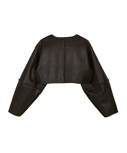 ジャケット・アウター Ameri BOB CUT JACKET BOLERO BOA COLLARLESS REVERSIBLE SHORT JACKET（ノーカラージャケット