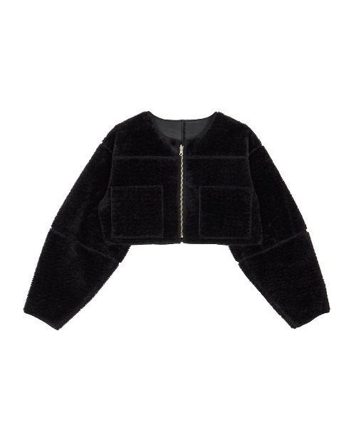 AMERI BOA COLLARLESS REVERSIBLE JACKET新品 BOA COLLARLESS REVERSIBLE SHORT JACKET（ノーカラージャケット