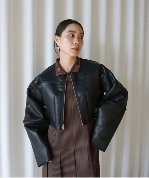 AMERI BOA COLLARLESS REVERSIBLE JACKET新品 BOA COLLARLESS REVERSIBLE SHORT JACKET（ノーカラージャケット